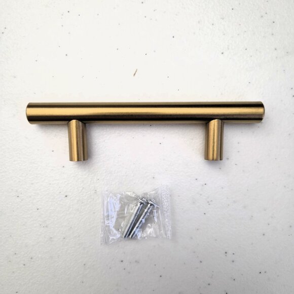 Brushed Brass Cabinet Pulls Gold Handles 3" Hole 5" Length 10 Pack NEW Vudeco - Picture 3 of 5